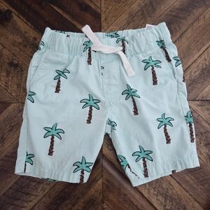 H&M Light Green Shorts With Palm Tree Print